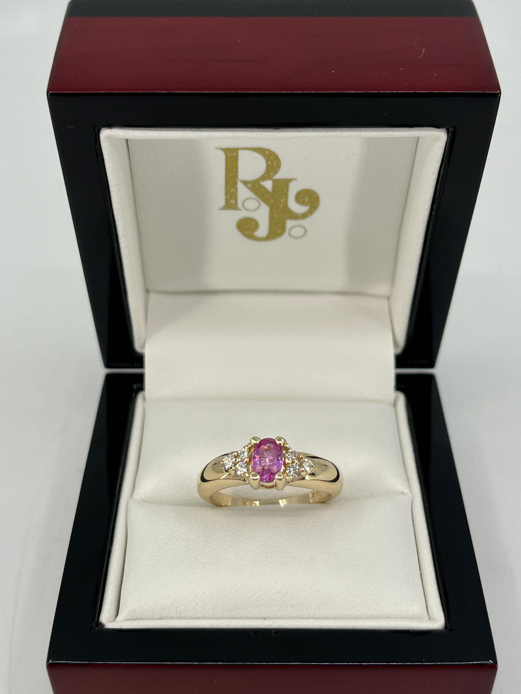 14K Pink Tourmaline Ring with Natural Diamonds