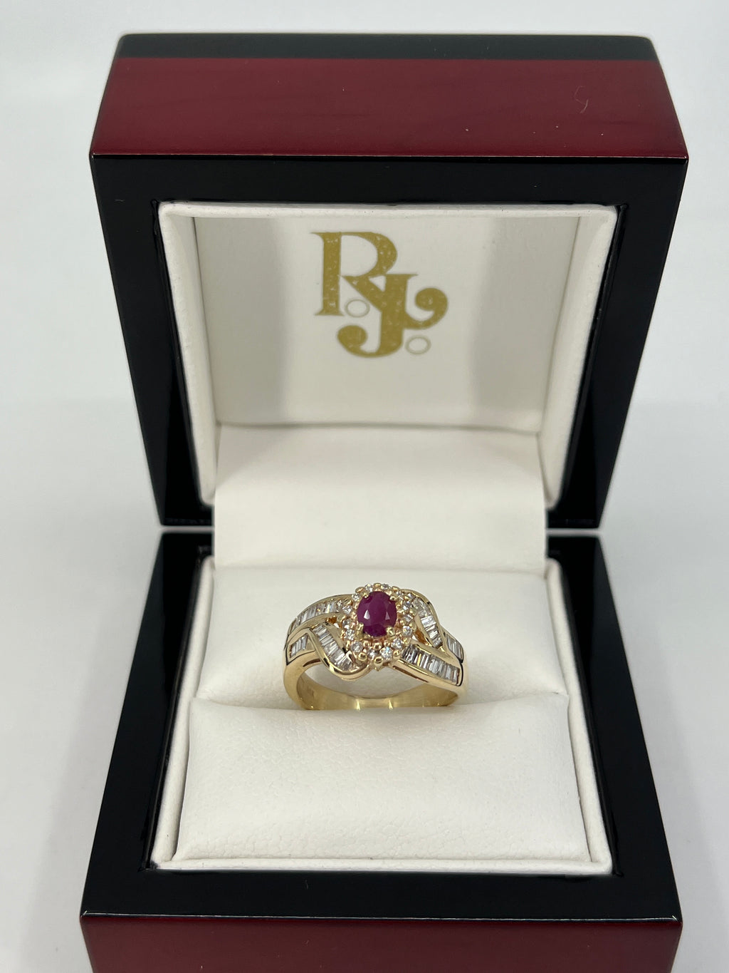 14K Ruby Ring with Natural Diamonds 0.75ct