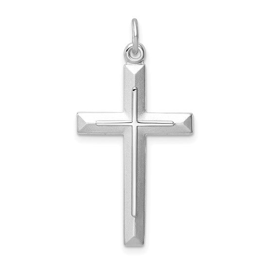 Sterling Silver Rhodium-plated Cross Pendant