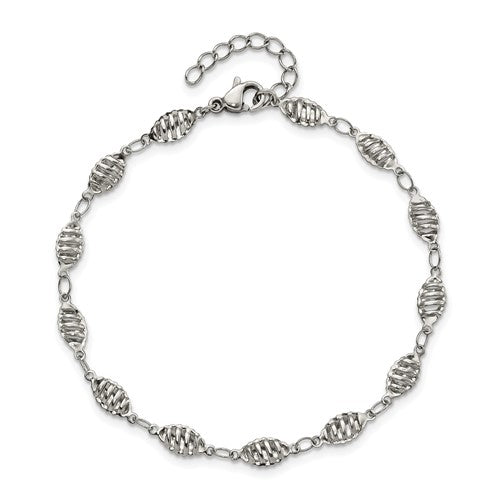 Stainless Steel Polished 9 inch Anklet Plus 1 inch Extension
