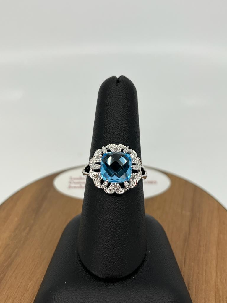 Fancy Blue Topaz Ladies Ring