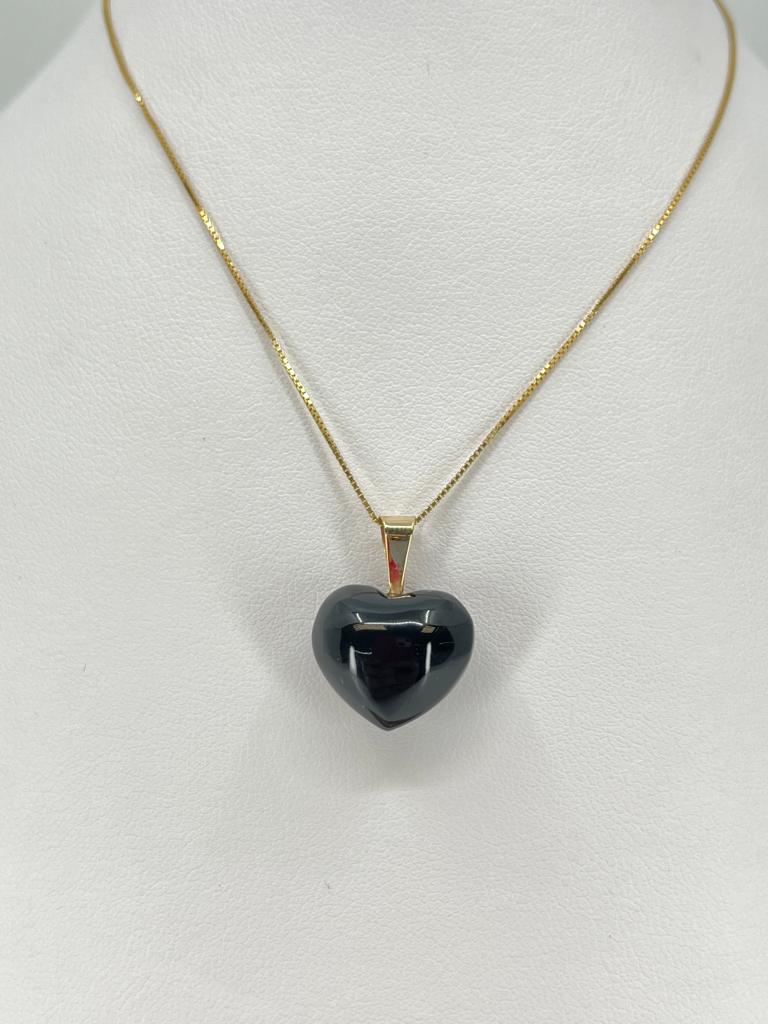 Heart Shaped Black Onyx Pendant