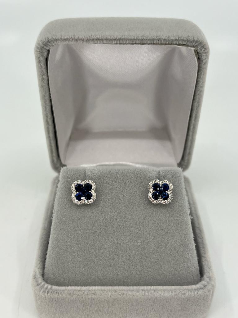 Clover Sapphire & Diamond Earrings