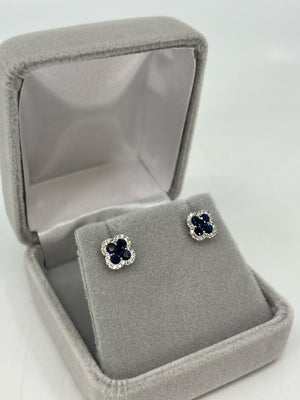 Clover Sapphire & Diamond Earrings