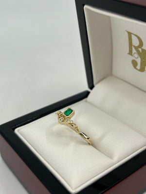 Crown Emerald & Diamond ring