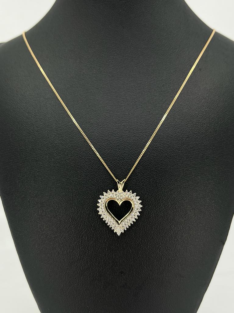 Double Row Diamond Heart Pendant