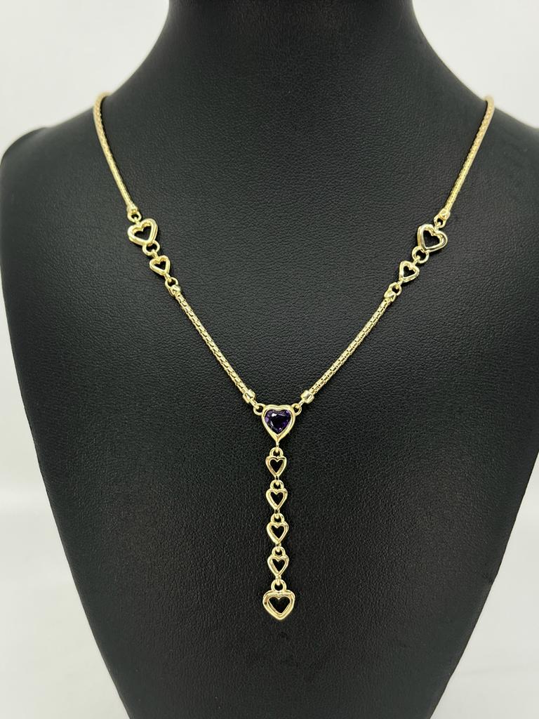 Custom Hearts & Amethyst Necklace