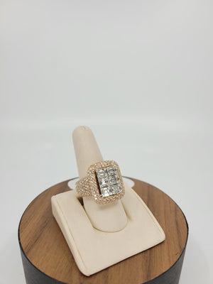 14K Rose and White Gold Custom Design Ring with Natural Diamonds 4.75 Carat Total Weight