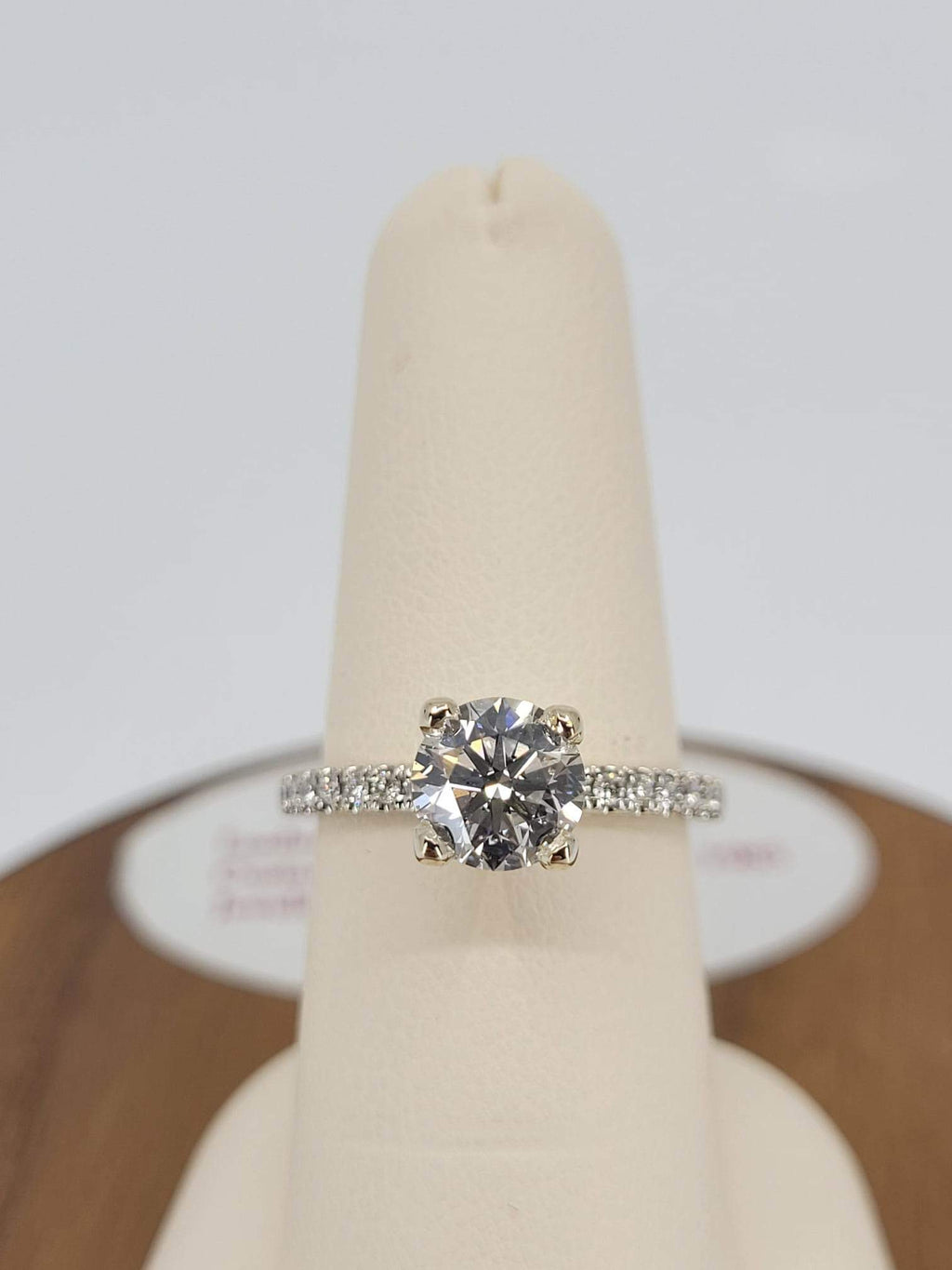 14K White Gold Classic Style Engagement Ring with 1.32 Carat Lab Round Diamond