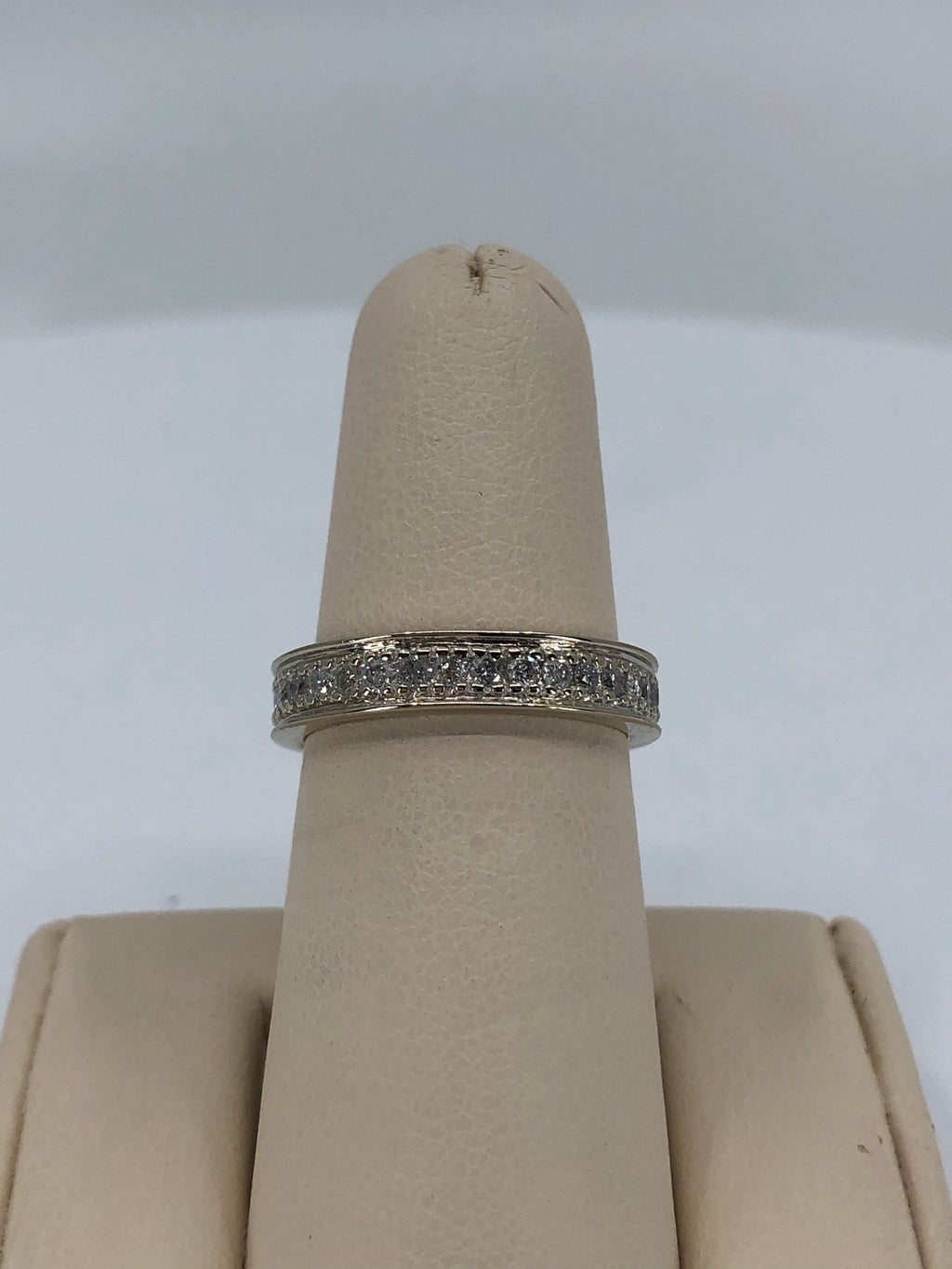 14K White Gold Cut Eternity Band with Natural Diamonds 1 Carat Total Weight