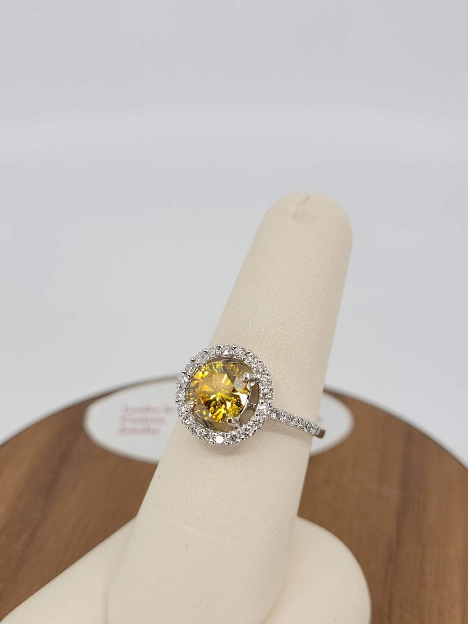 Yellow Diamond Halo Engagement Ring Setting | deBebians
